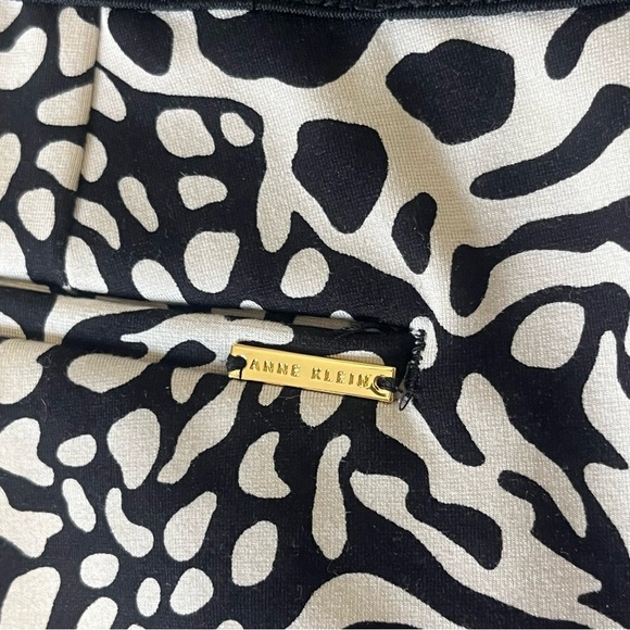 Anne Klein Black & Cream Animal Print Stretch Pants Elastic Waist Pockets Size S - Picture 9 of 11